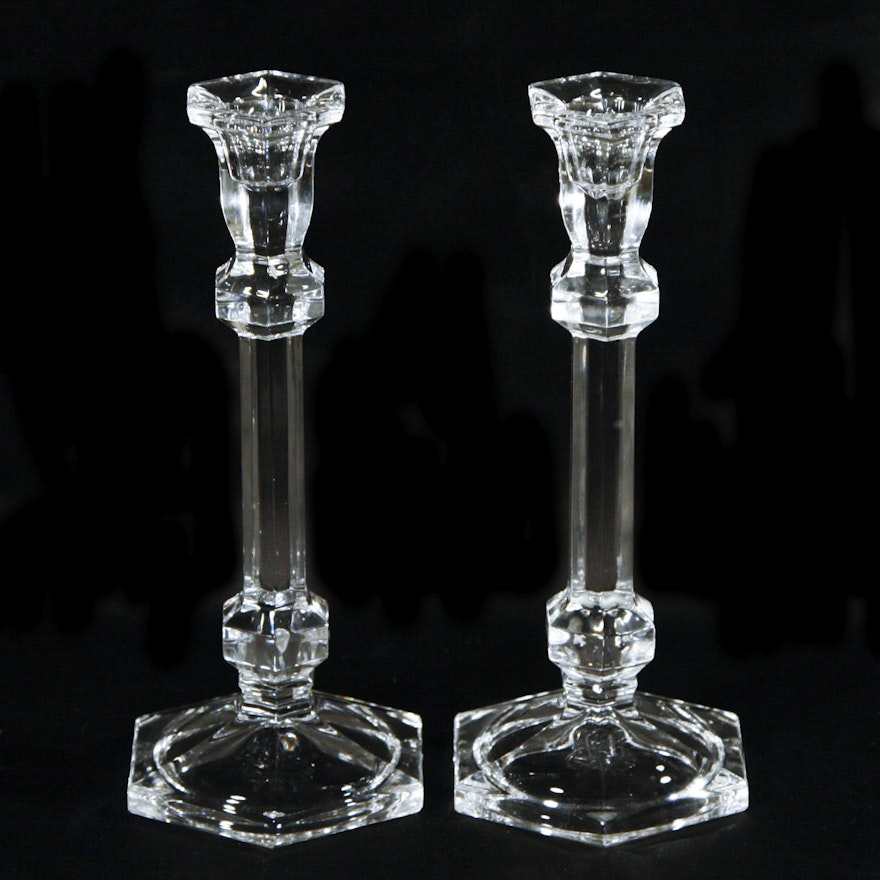 Pair of Towle Lead Crystal Candlesticks
