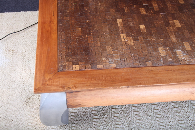 Contemporary Wood and Tile Coffee Table