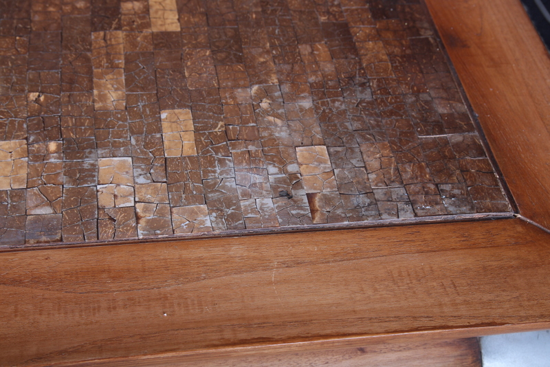Contemporary Wood and Tile Coffee Table
