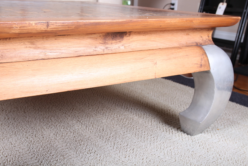 Contemporary Wood and Tile Coffee Table