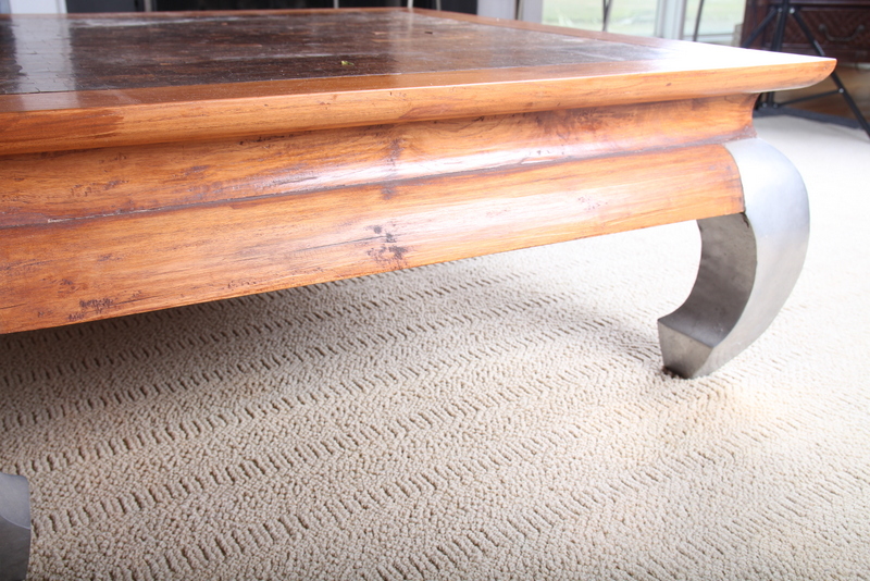 Contemporary Wood and Tile Coffee Table