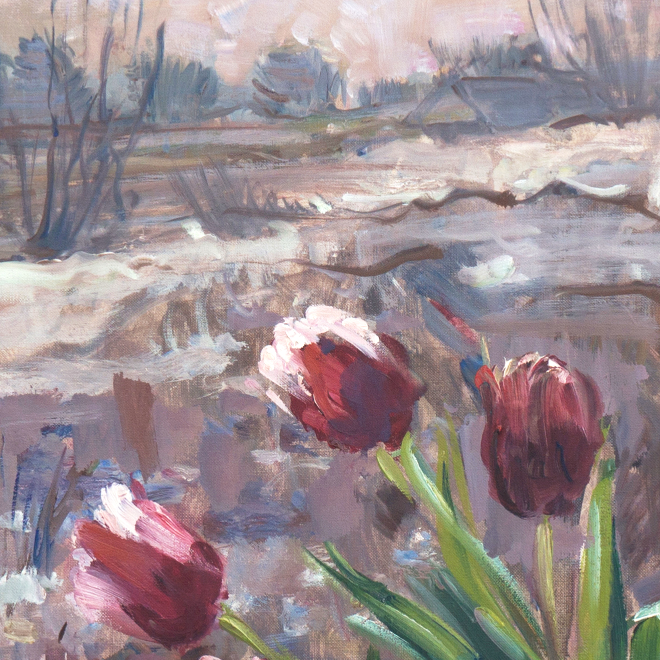 Mogens Christian Vantore Oil Painting on Canvas "Still Life of Tulips"