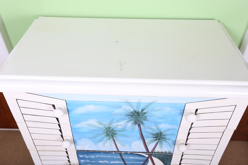 Painted Coastal Theme Chest of Drawers