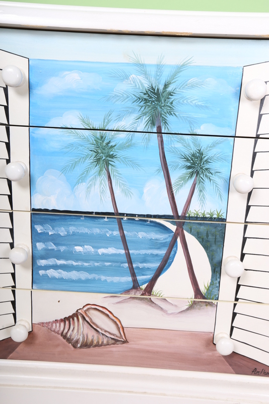 Painted Coastal Theme Chest of Drawers