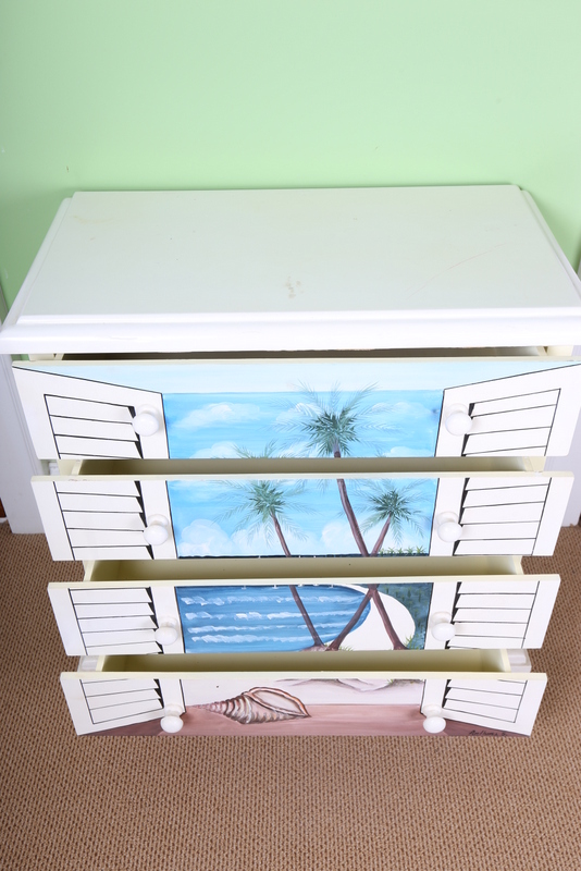 Painted Coastal Theme Chest of Drawers