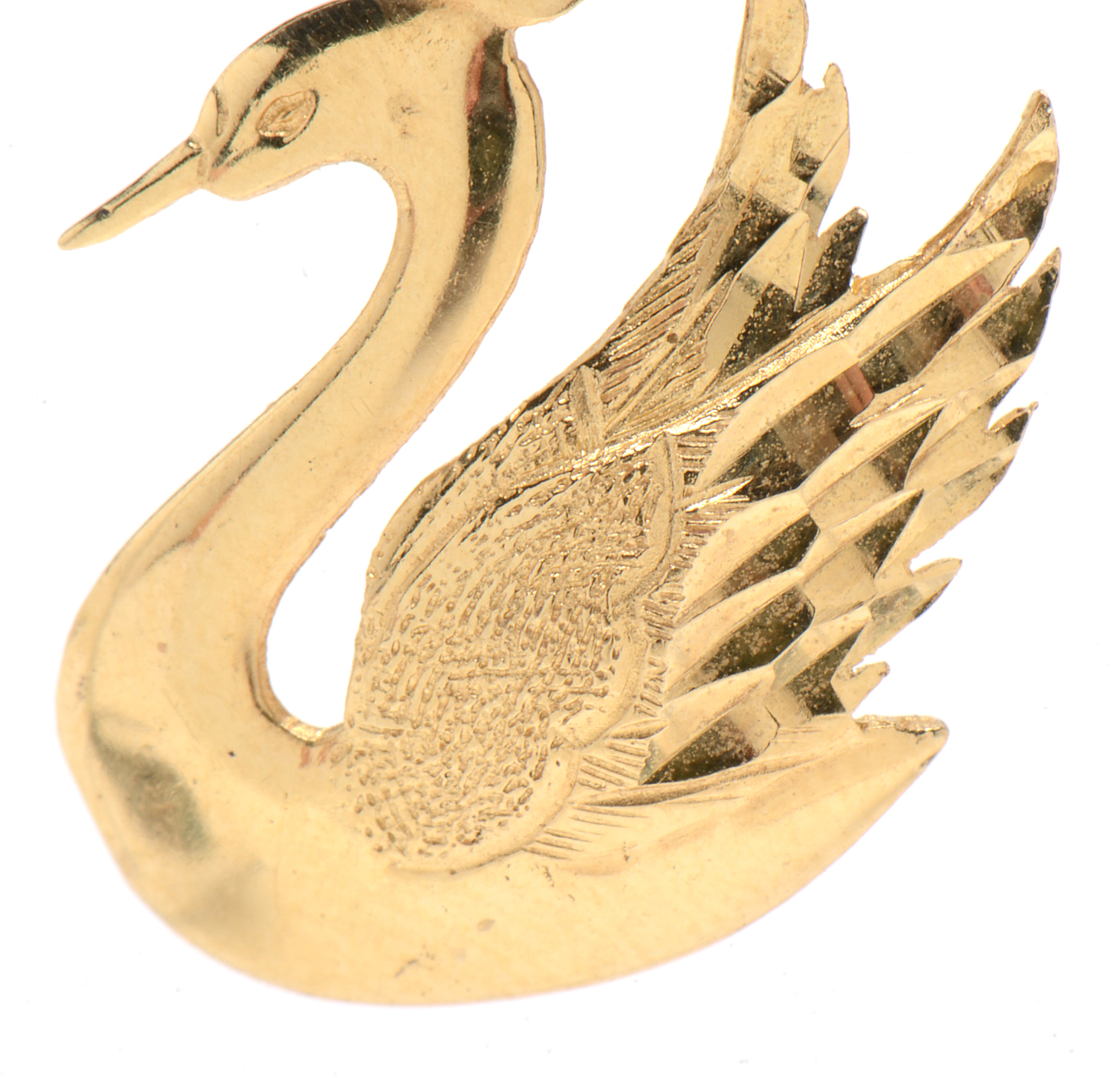 14K Yellow Gold Swan Pendant Necklace