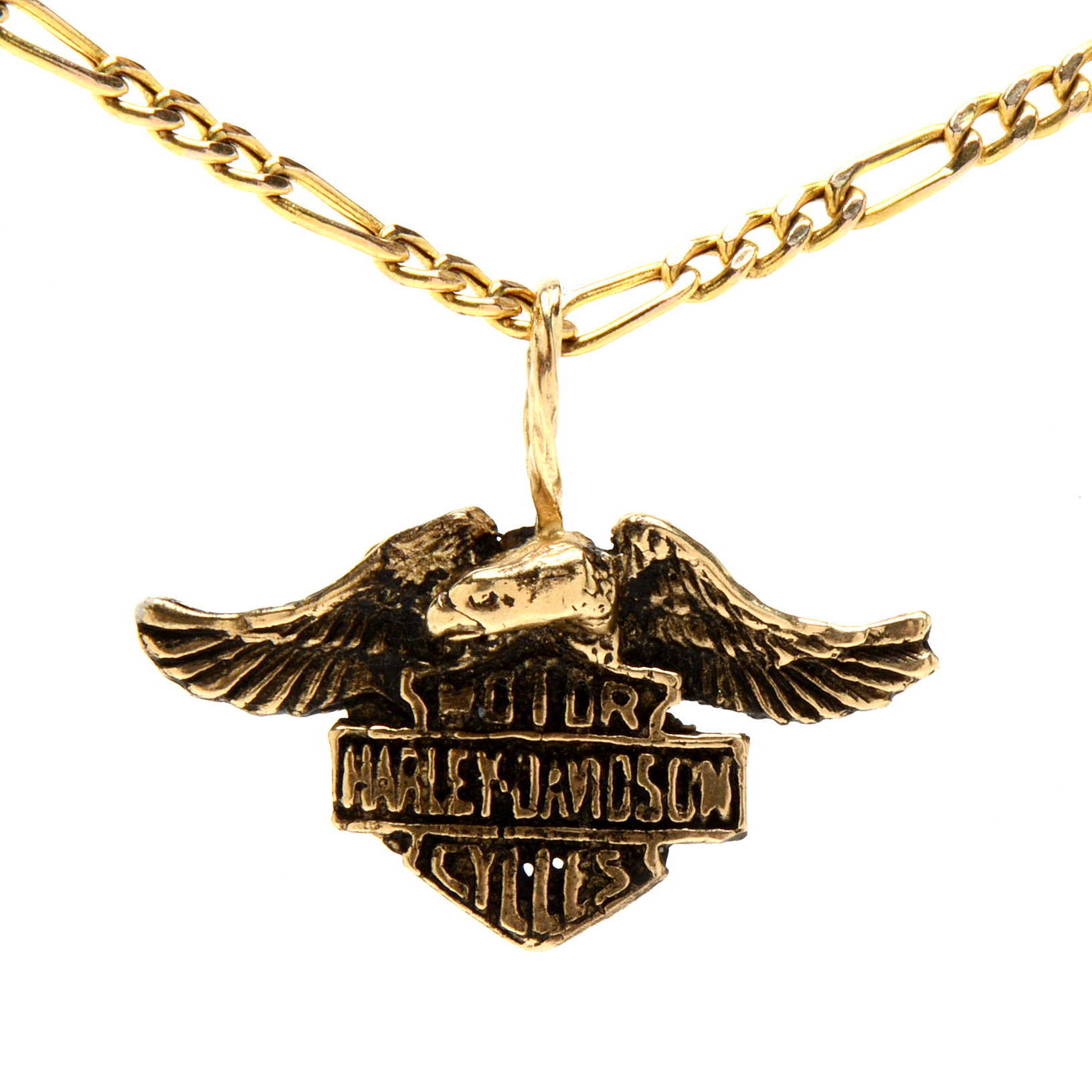 14K Yellow Gold Harley Davidson Pendant on 10K Yellow Gold Chain