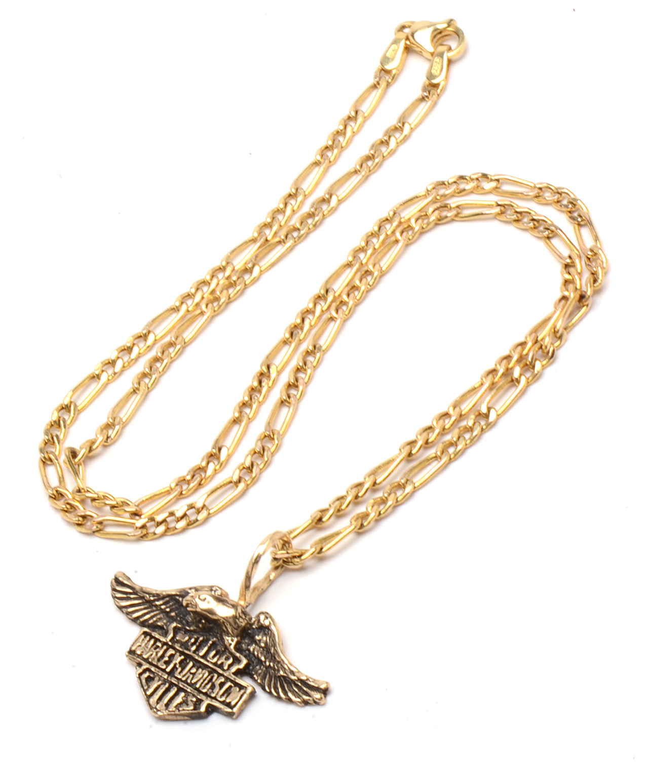 14K Yellow Gold Harley Davidson Pendant on 10K Yellow Gold Chain