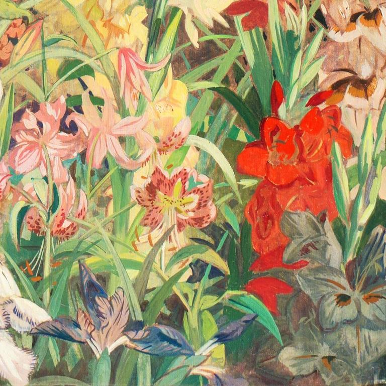 Julius Moessel Oil Painting on Canvas "In the Artist's Garden"