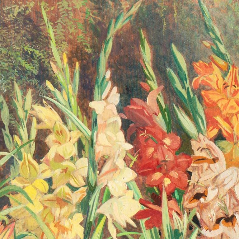 Julius Moessel Oil Painting on Canvas "In the Artist's Garden"