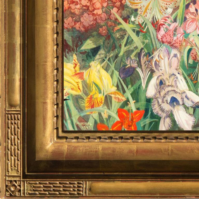 Julius Moessel Oil Painting on Canvas "In the Artist's Garden"