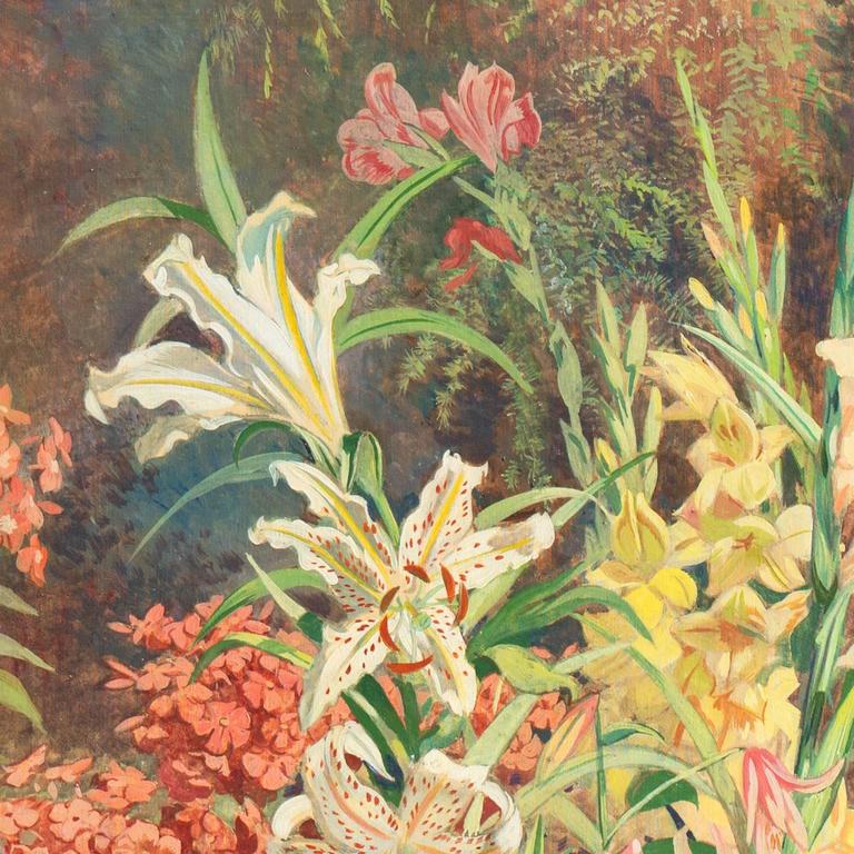 Julius Moessel Oil Painting on Canvas "In the Artist's Garden"