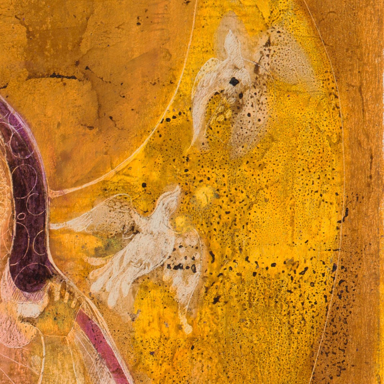 Susan-Seddon Boulet Encaustic Painting on Card "Mother and Child" with Catalog