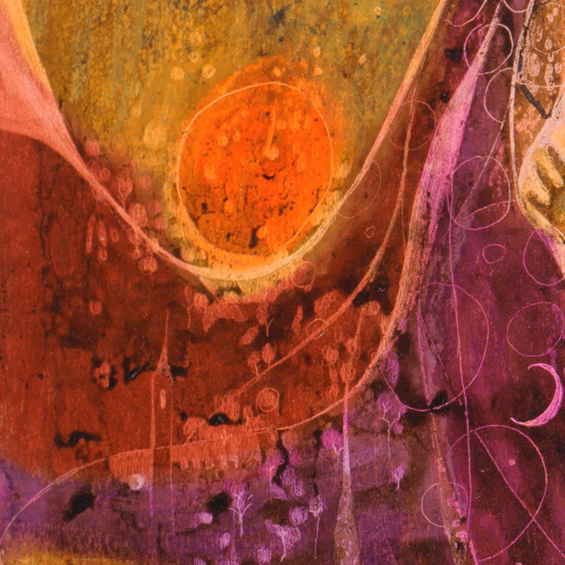 Susan-Seddon Boulet Encaustic Painting on Card "Mother and Child" with Catalog