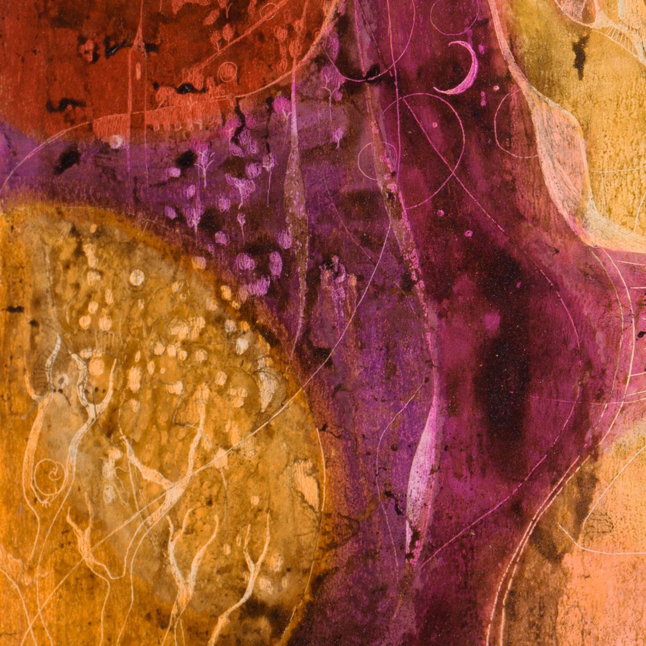 Susan-Seddon Boulet Encaustic Painting on Card "Mother and Child" with Catalog