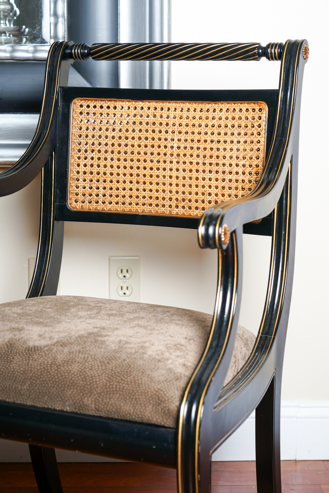 Regency Style Wicker Back Accent Chair