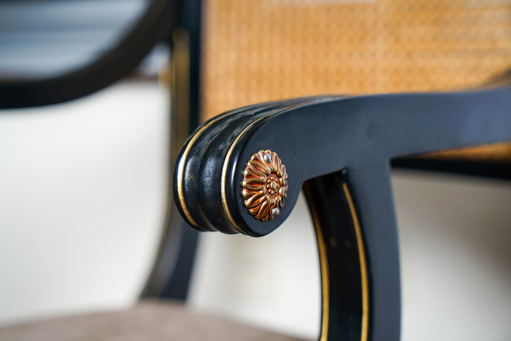 Regency Style Wicker Back Accent Chair