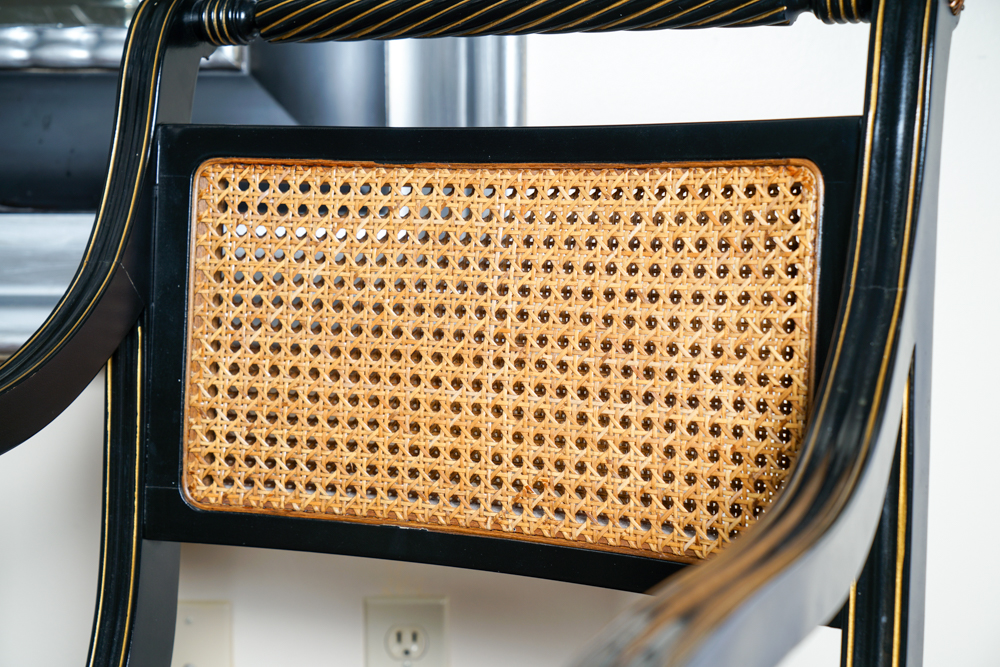 Regency Style Wicker Back Accent Chair