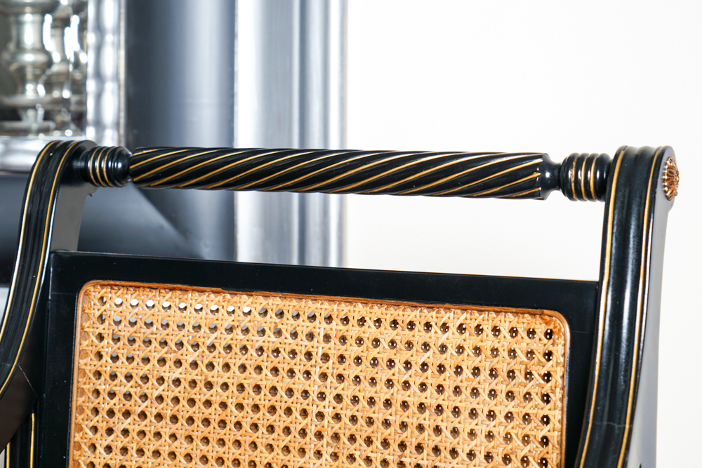 Regency Style Wicker Back Accent Chair