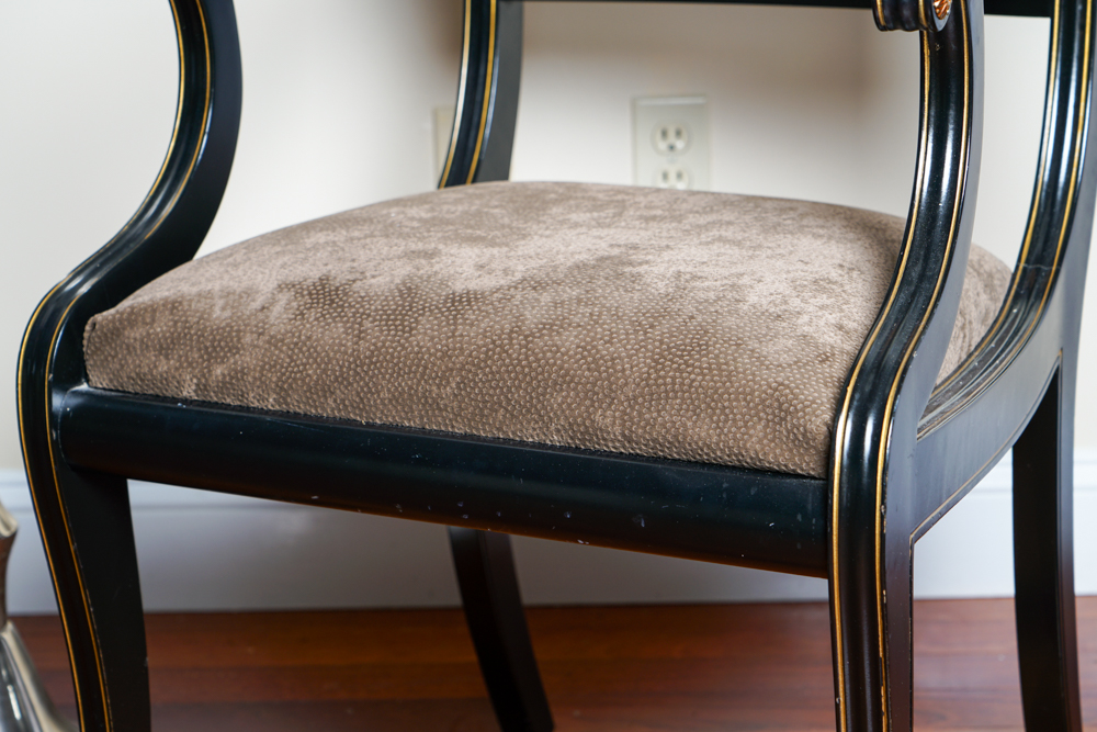 Regency Style Wicker Back Accent Chair