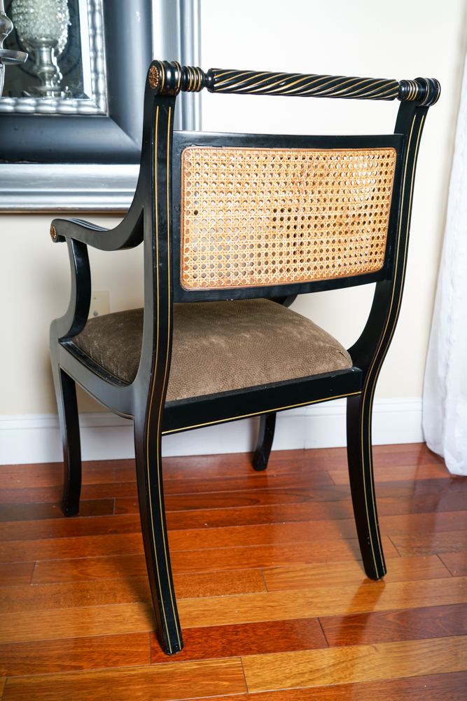 Regency Style Wicker Back Accent Chair