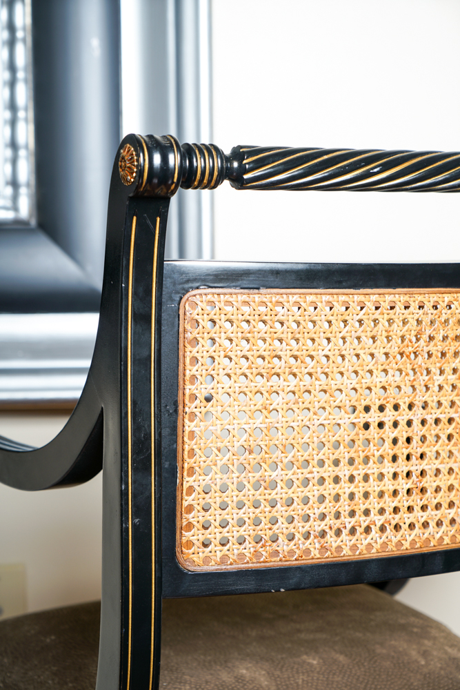 Regency Style Wicker Back Accent Chair