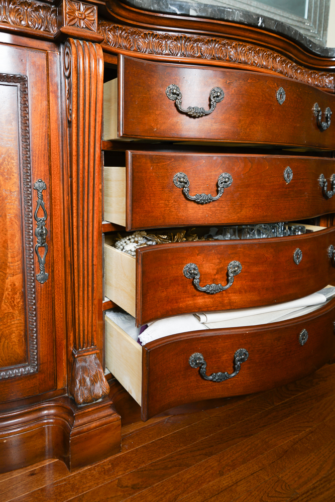 Irish Georgian Style Marble Top Buffet
