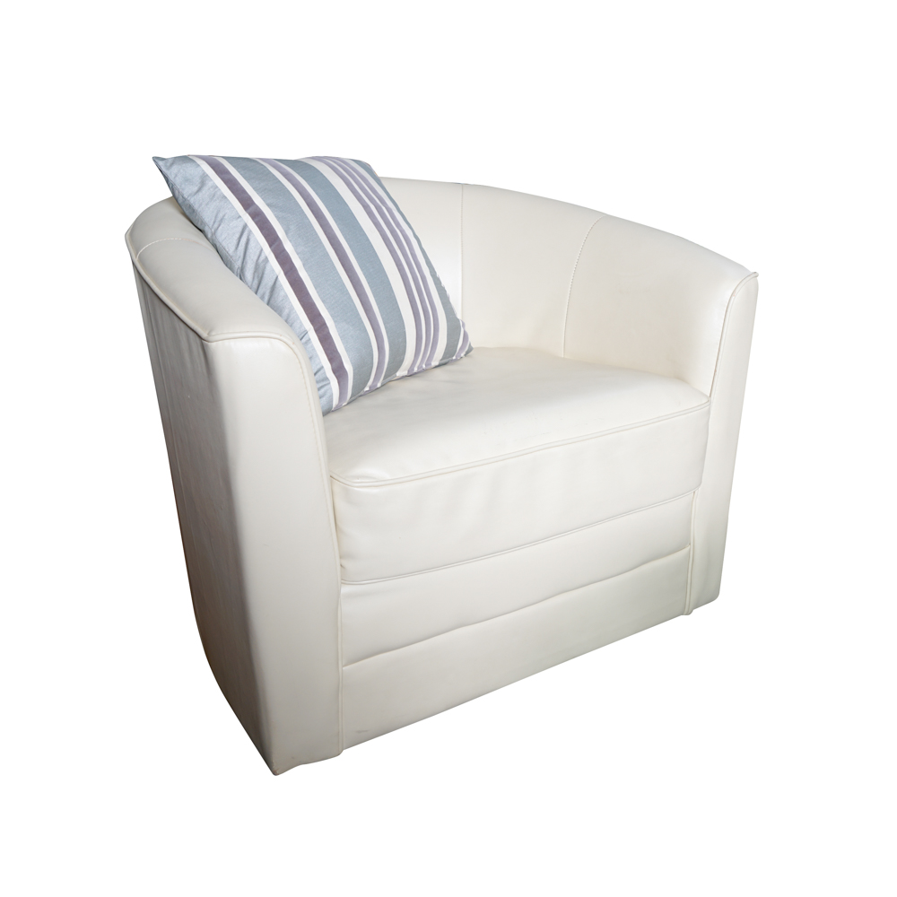 Leather Barrel Back Swivel Chair