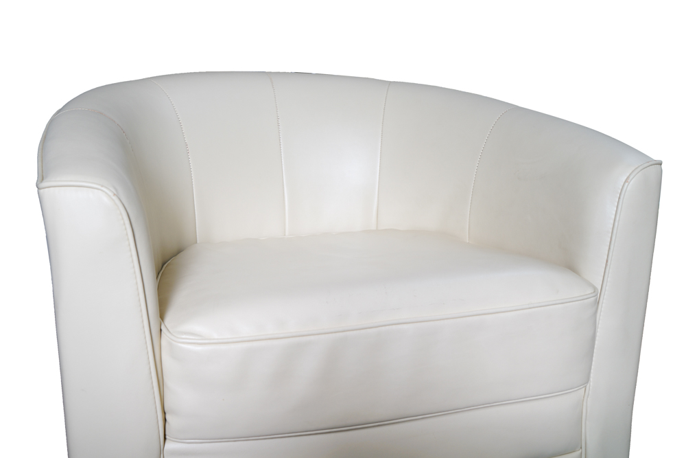 Leather Barrel Back Swivel Chair