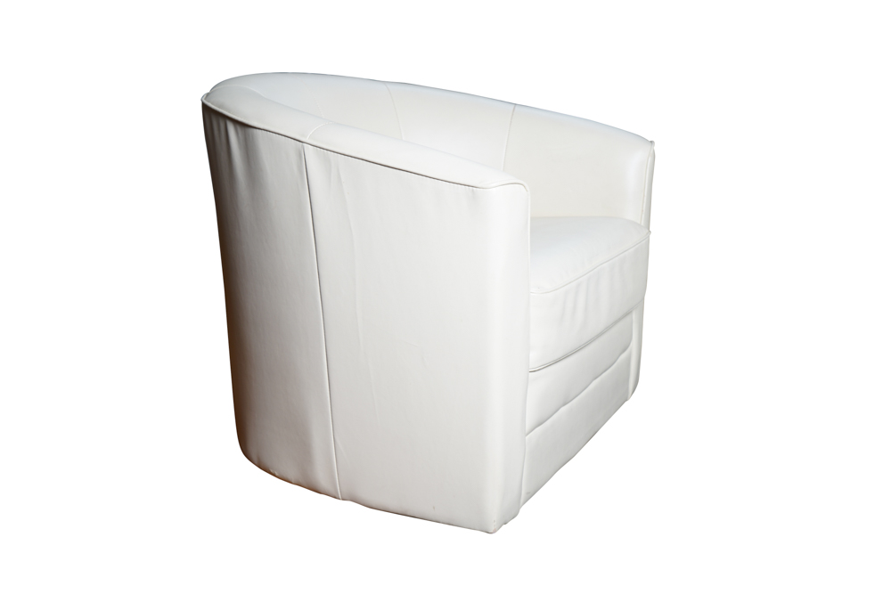 Leather Barrel Back Swivel Chair
