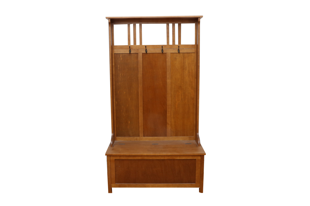 Arts And Crafts Style Oak Hall Tree With Storage Bench