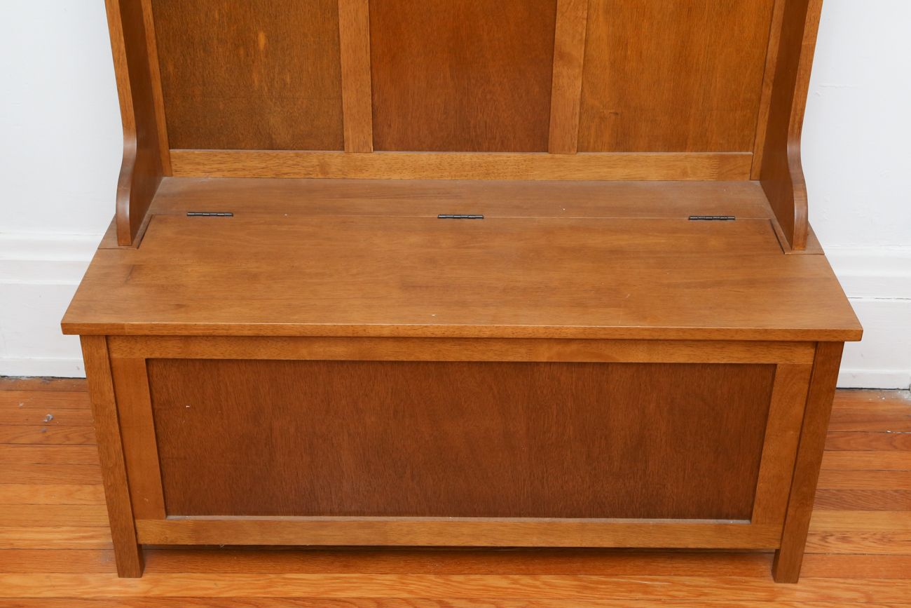 Arts And Crafts Style Oak Hall Tree With Storage Bench