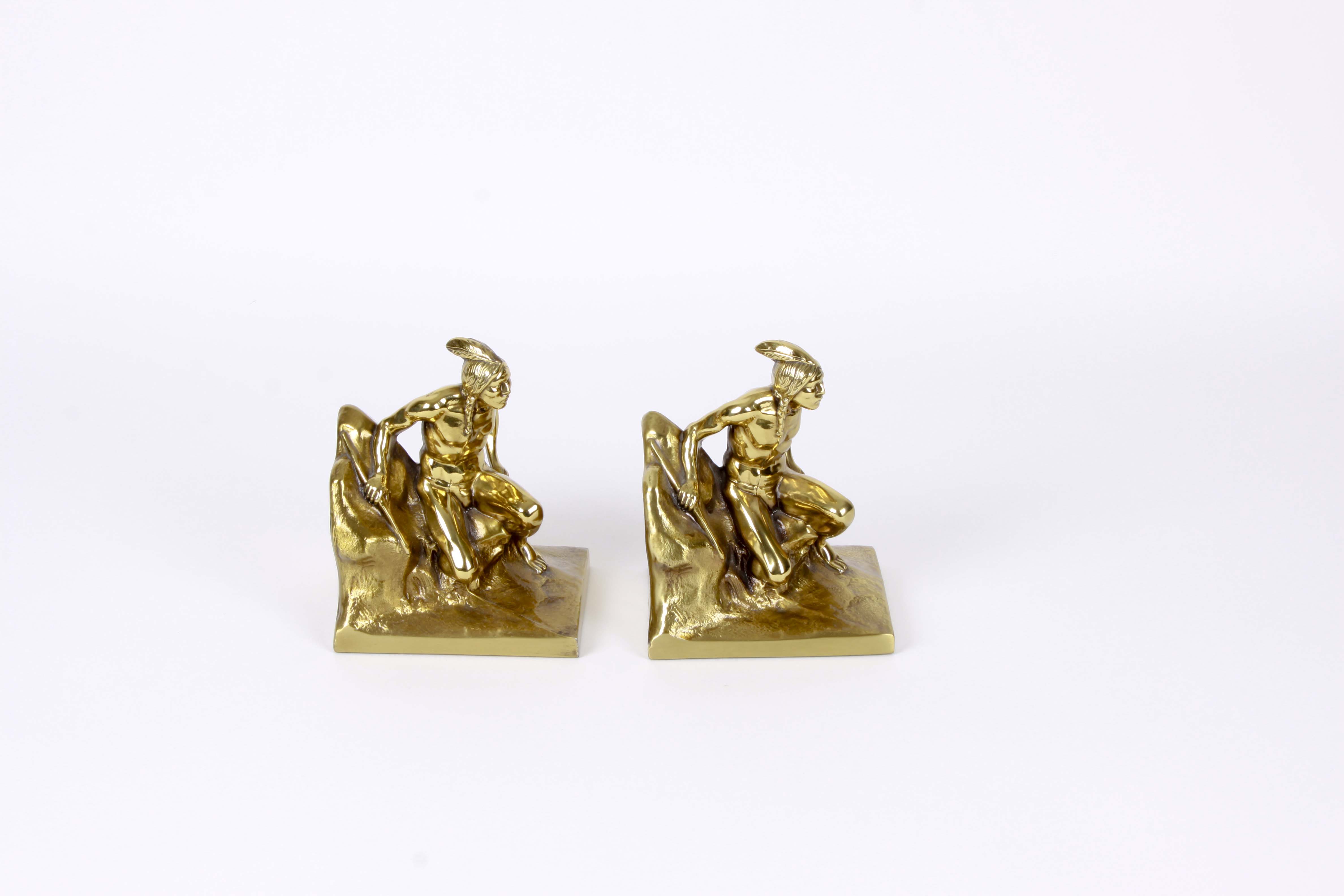 Philadelphia Manufacturing Brass "Indian Scout" Book Ends