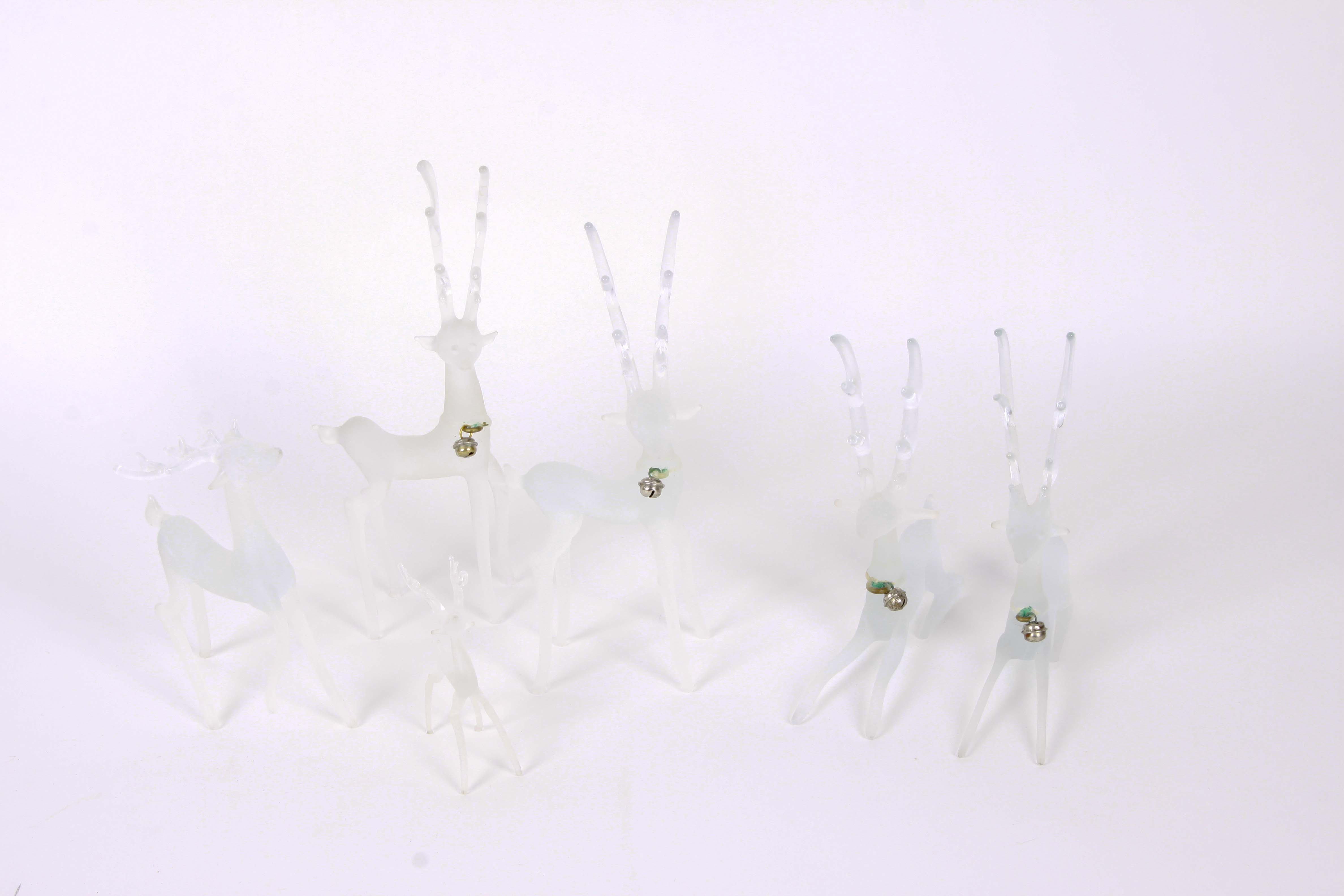 Collection of Frosted Glass Reindeer FIgurines