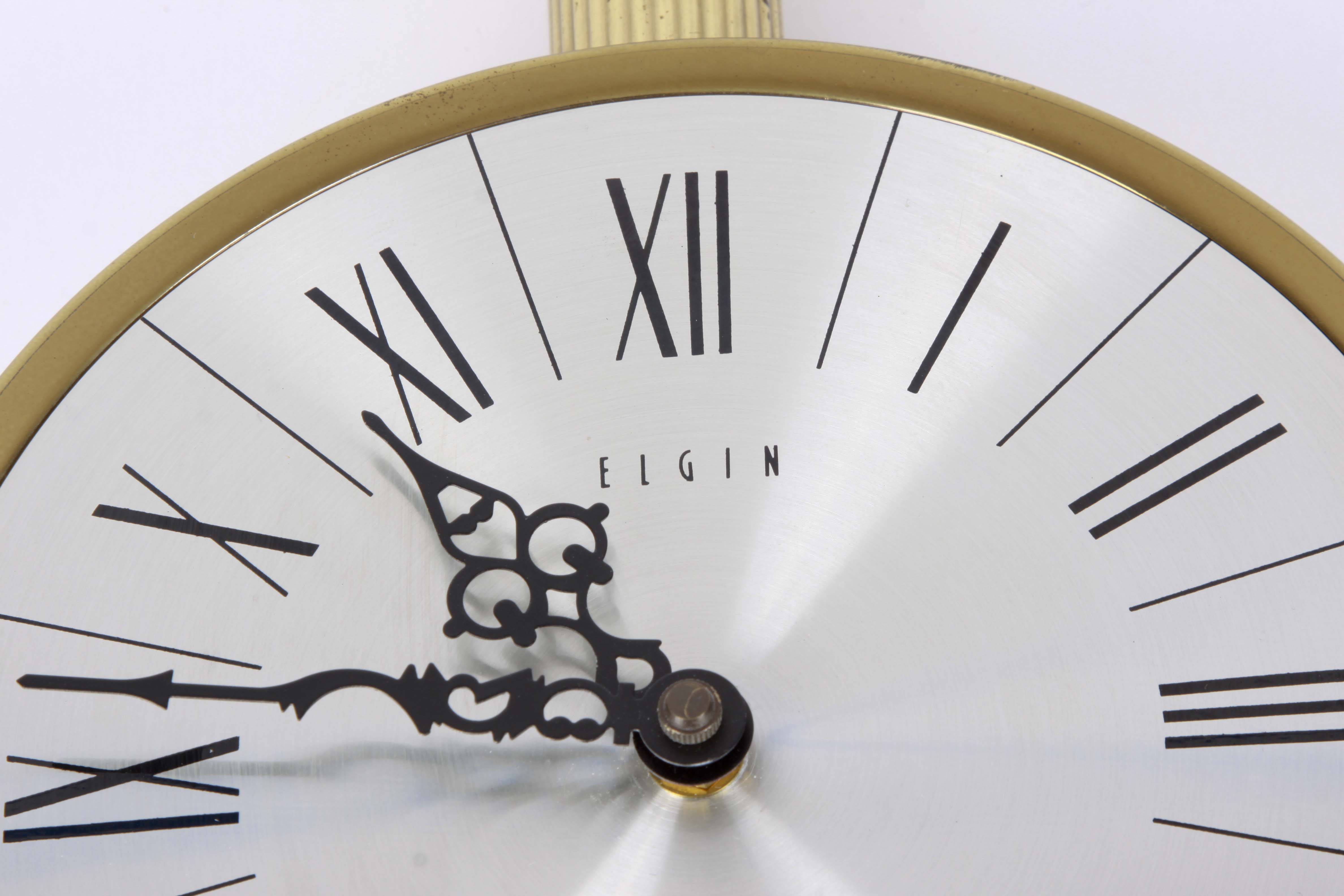 Vintage Mid-Century Elgin Brass Banjo Wall Clock