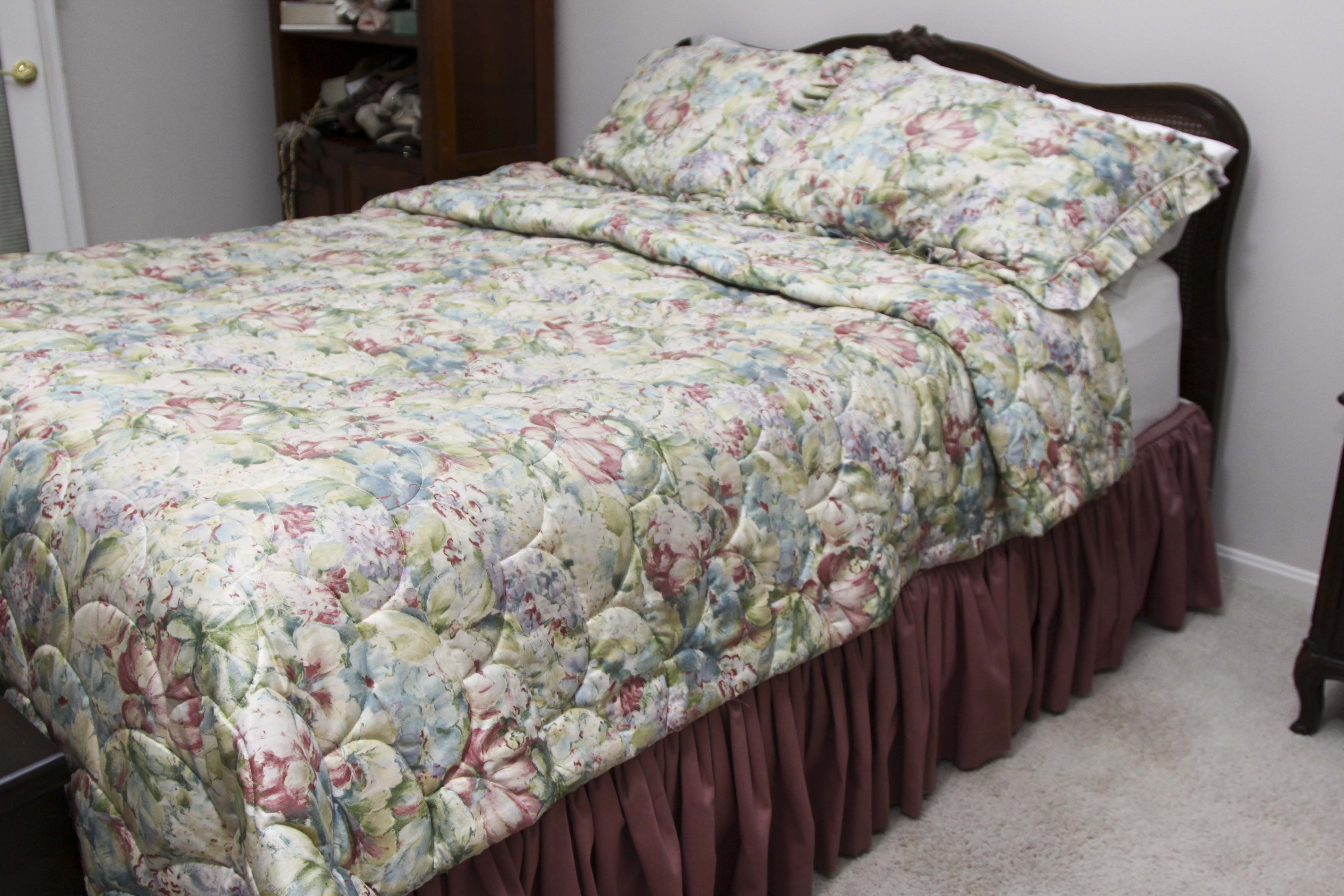 Queen-Size Bed Frame with Custom Bedding