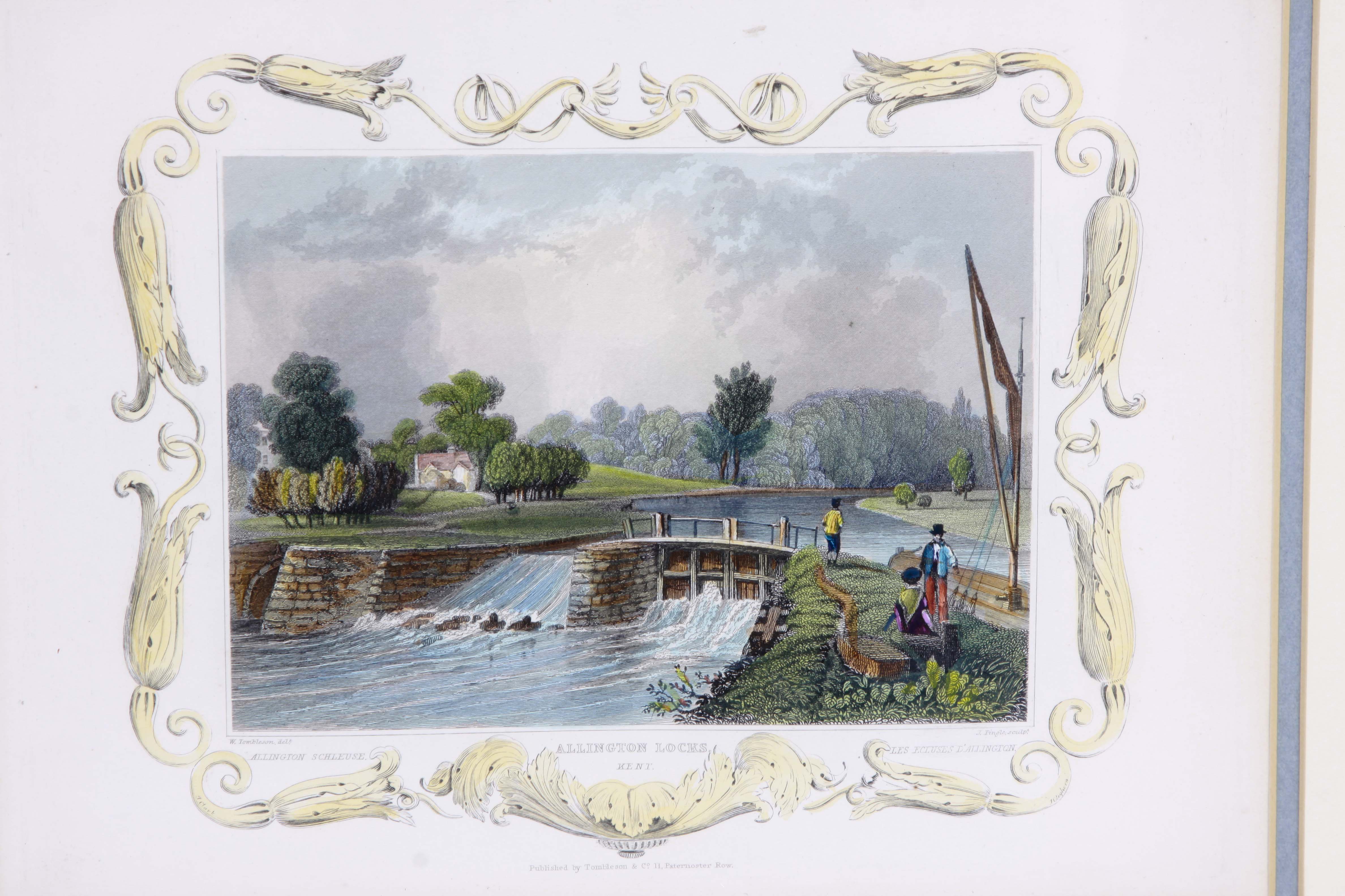 Four Antique Color Engravings of English Landscapes