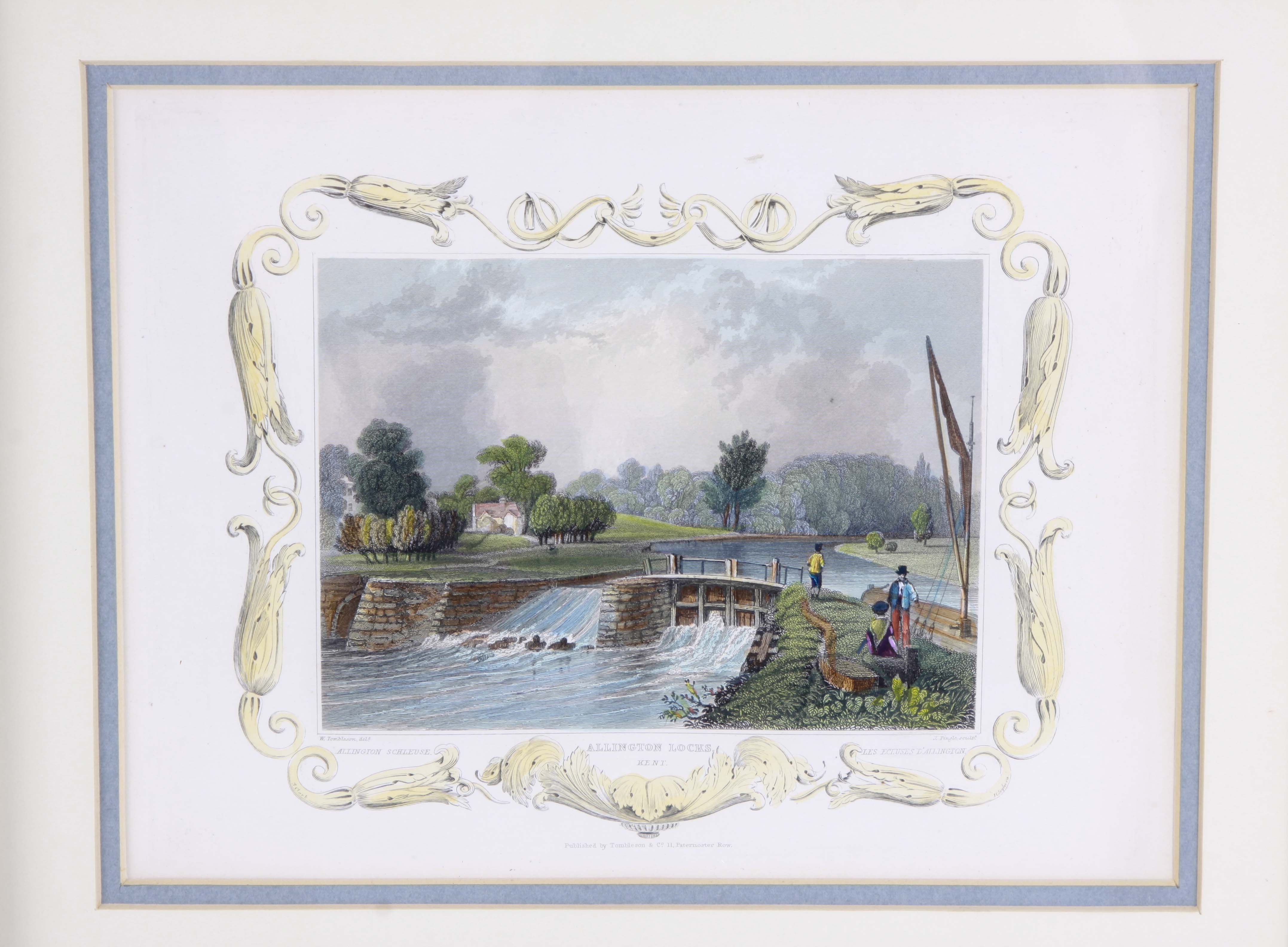 Four Antique Color Engravings of English Landscapes