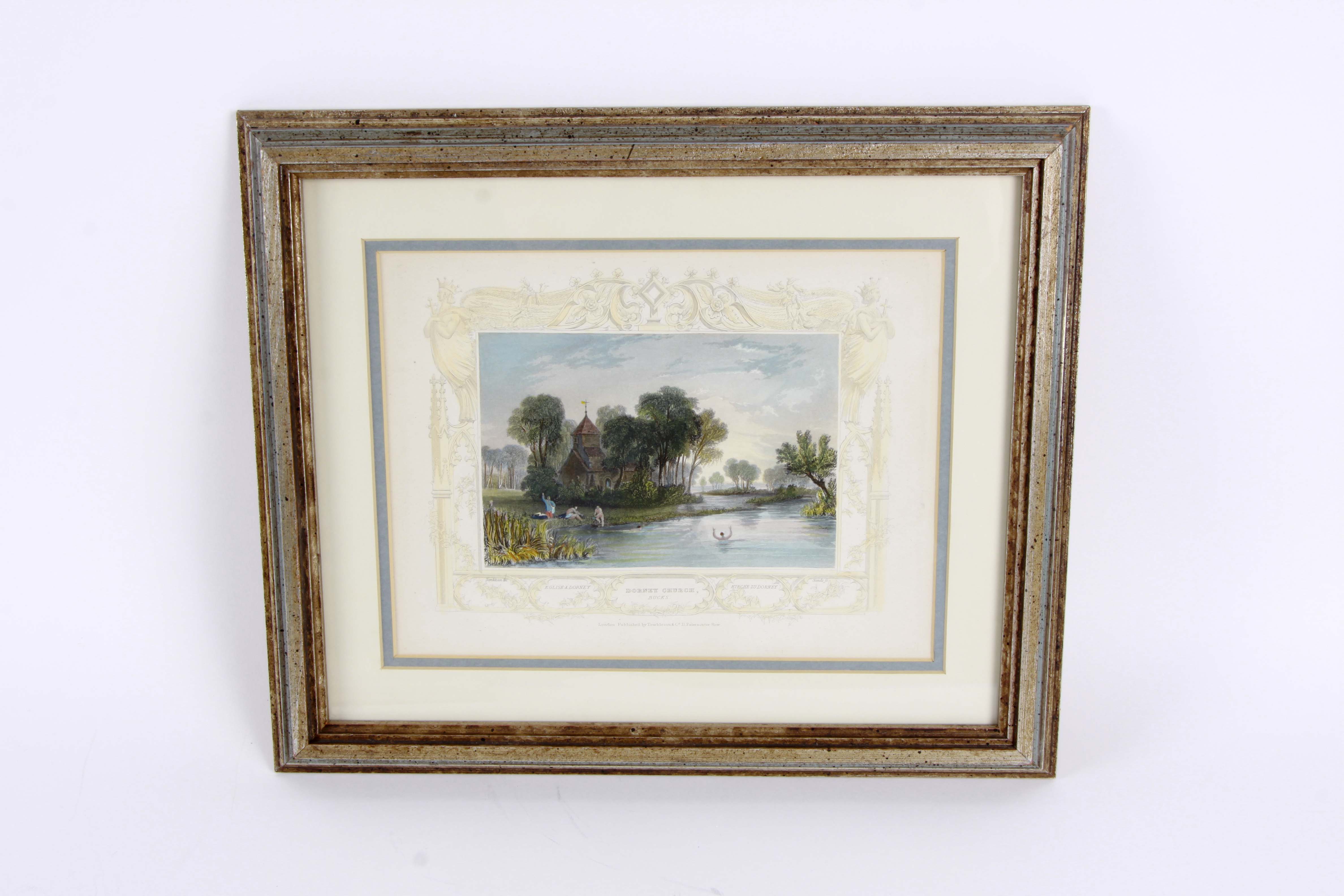 Four Antique Color Engravings of English Landscapes