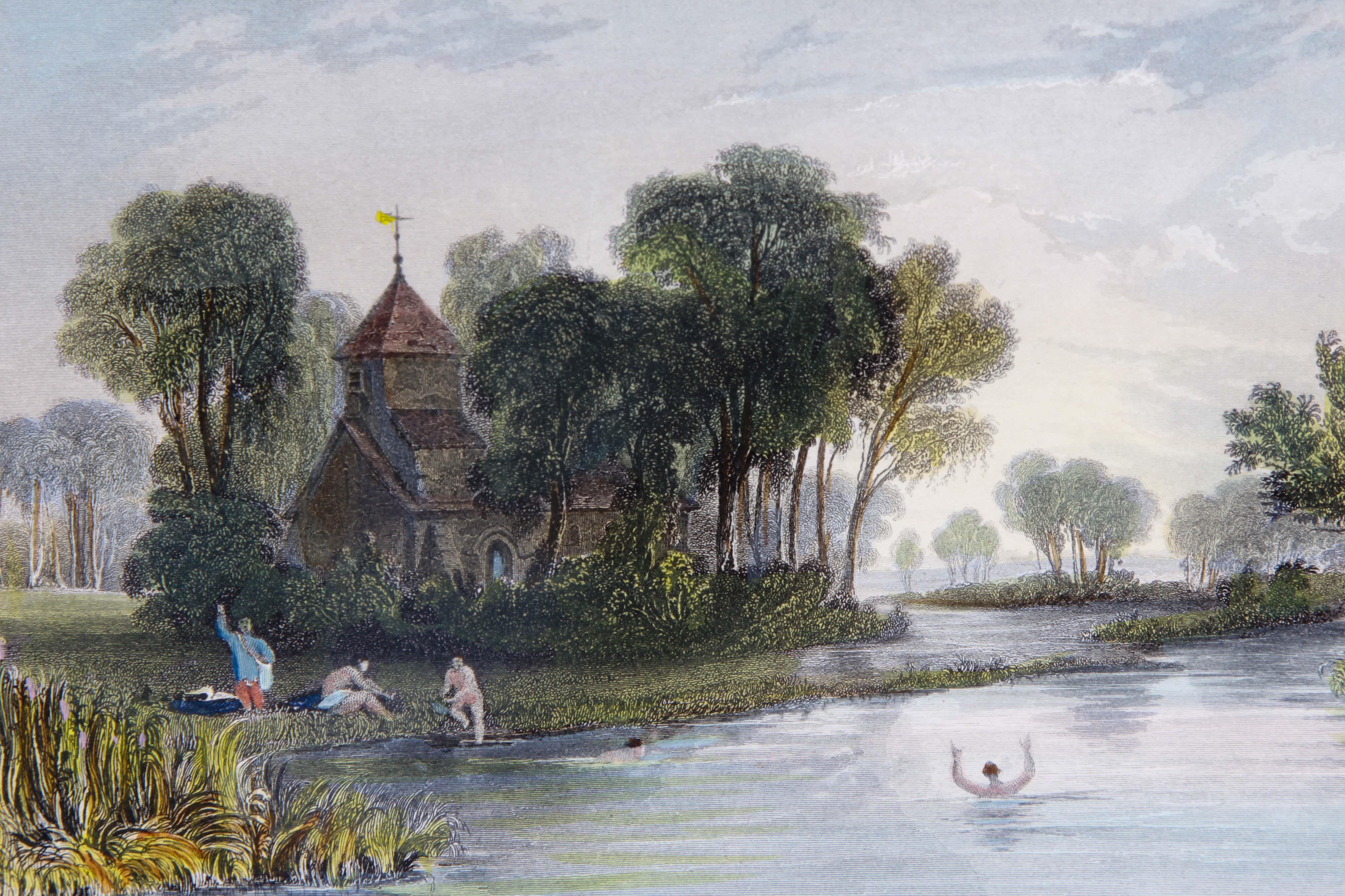 Four Antique Color Engravings of English Landscapes