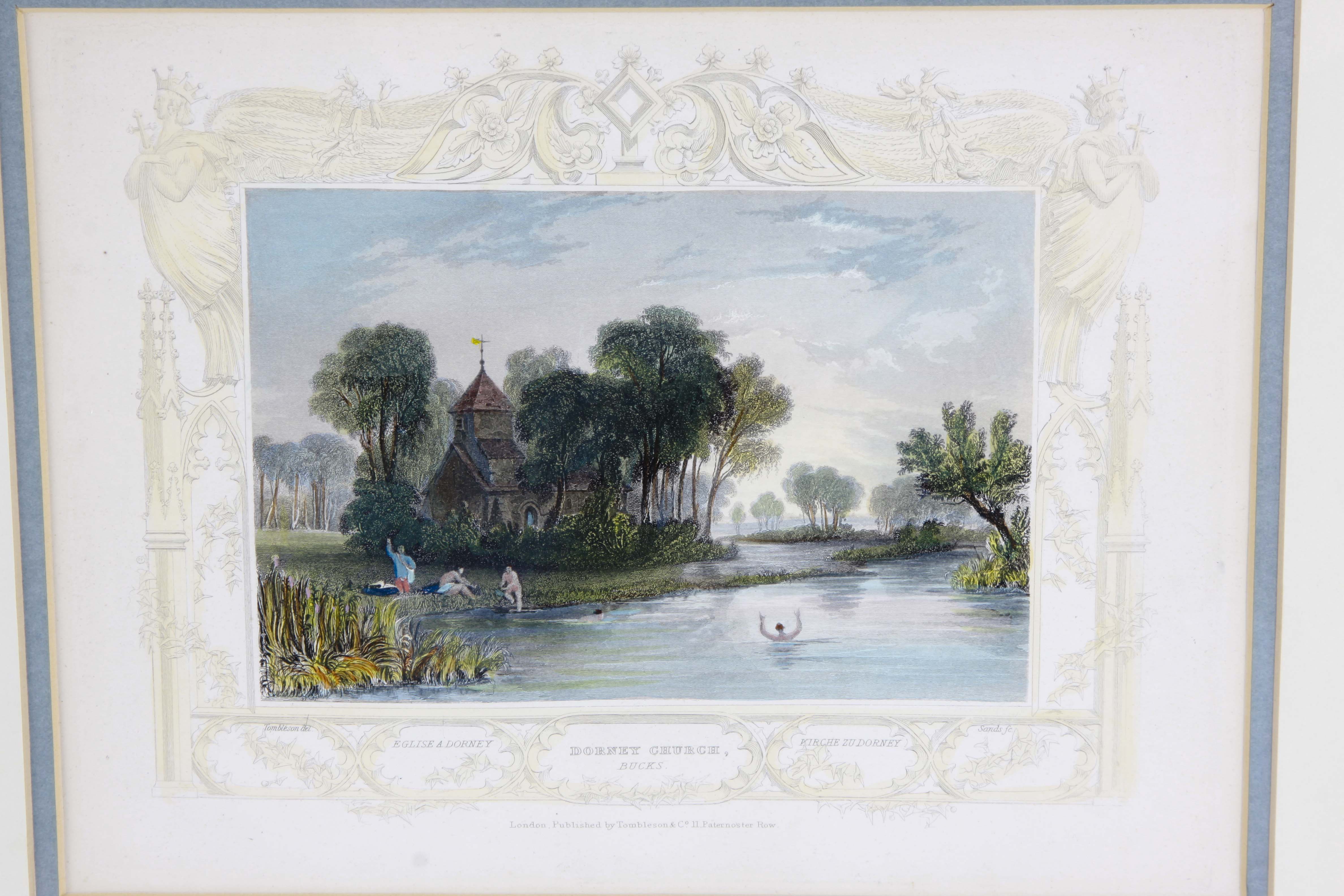 Four Antique Color Engravings of English Landscapes