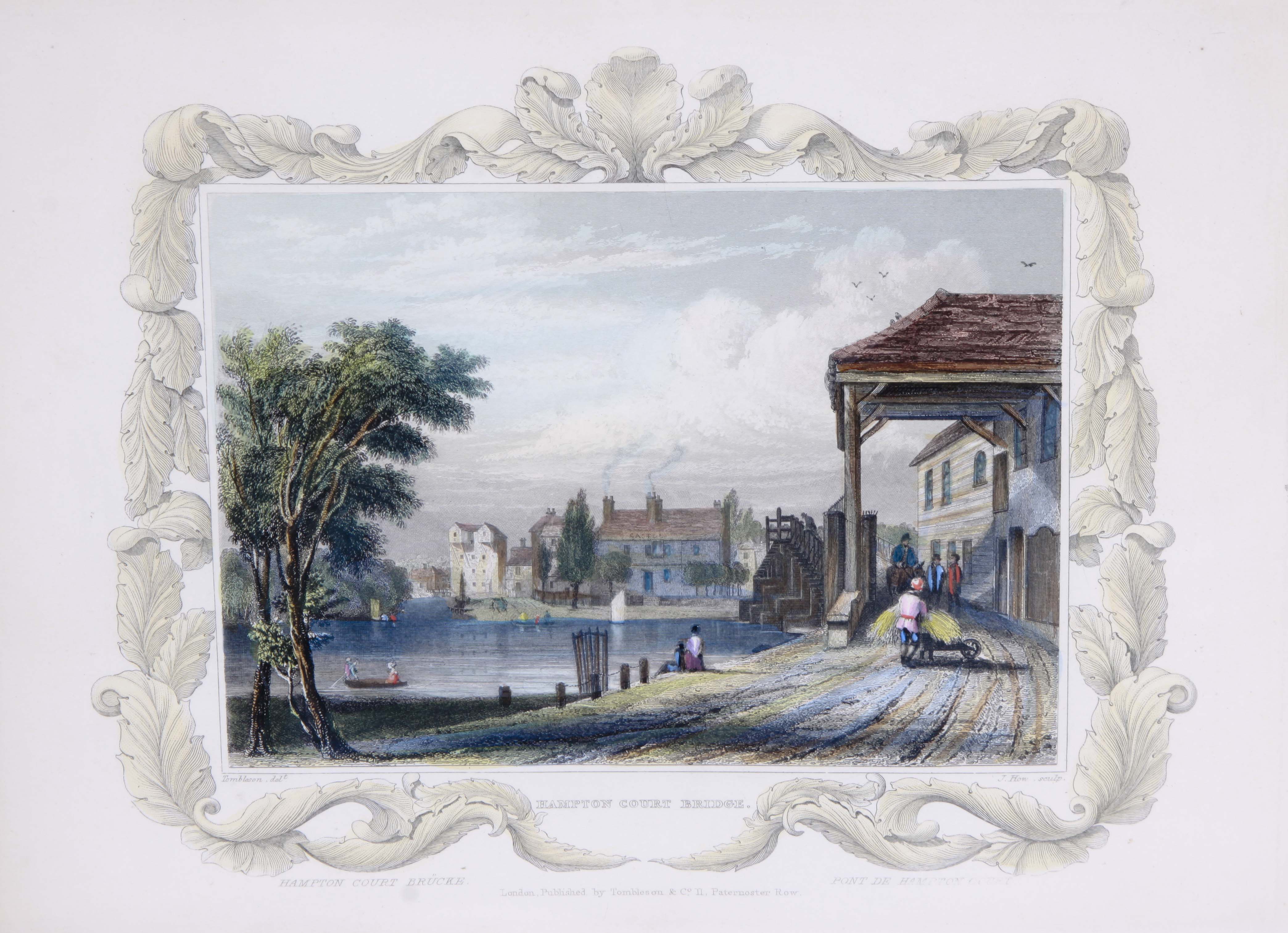 Four Antique Color Engravings of English Landscapes