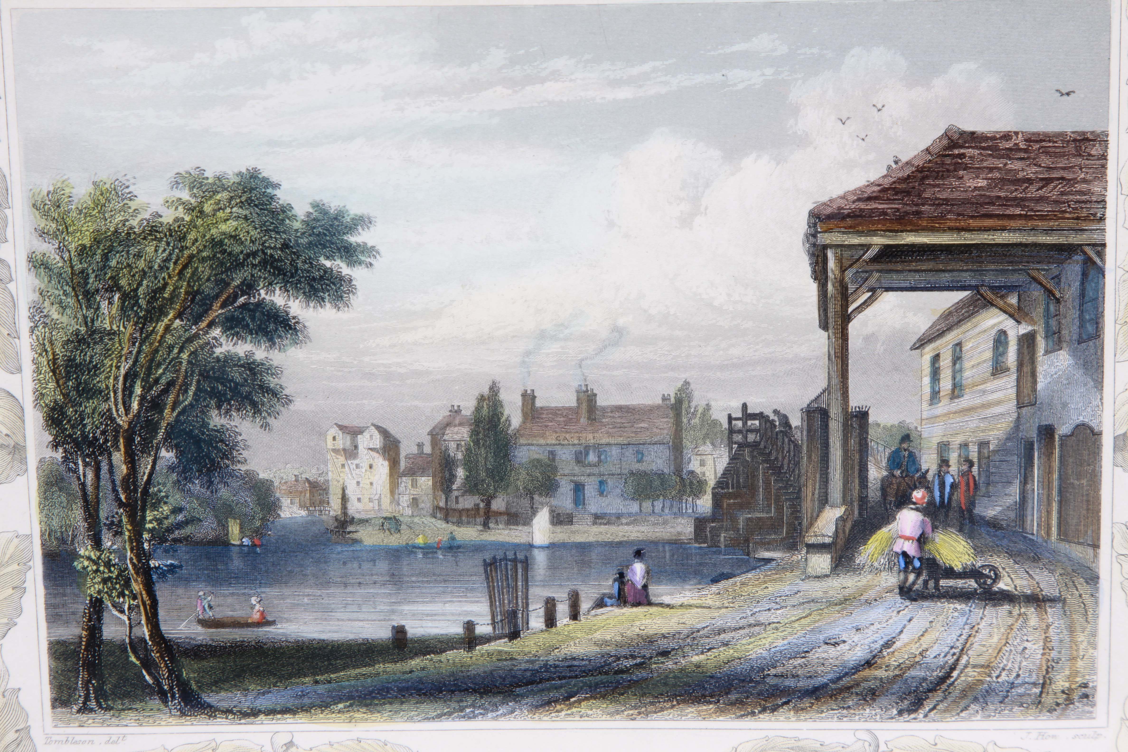 Four Antique Color Engravings of English Landscapes