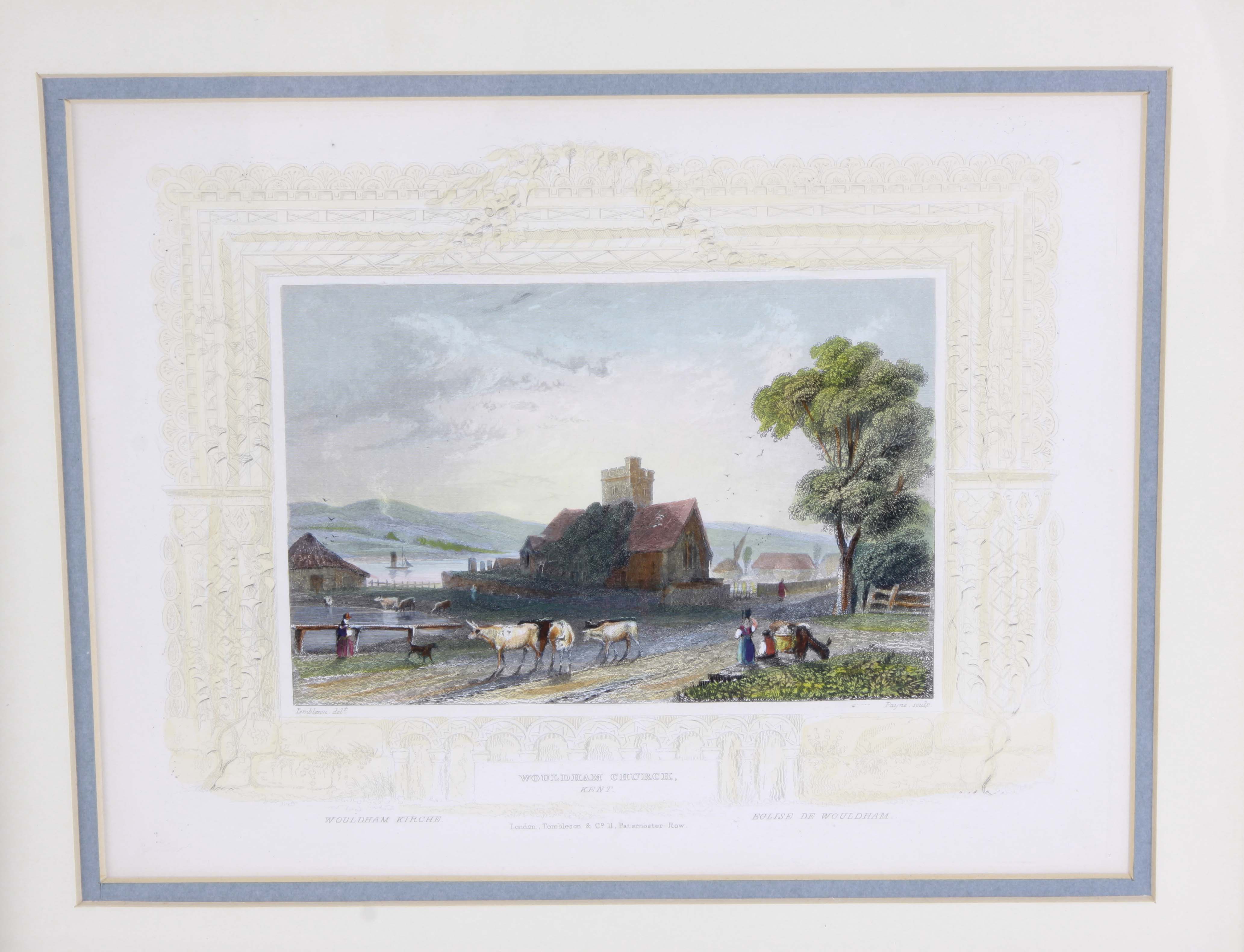 Four Antique Color Engravings of English Landscapes