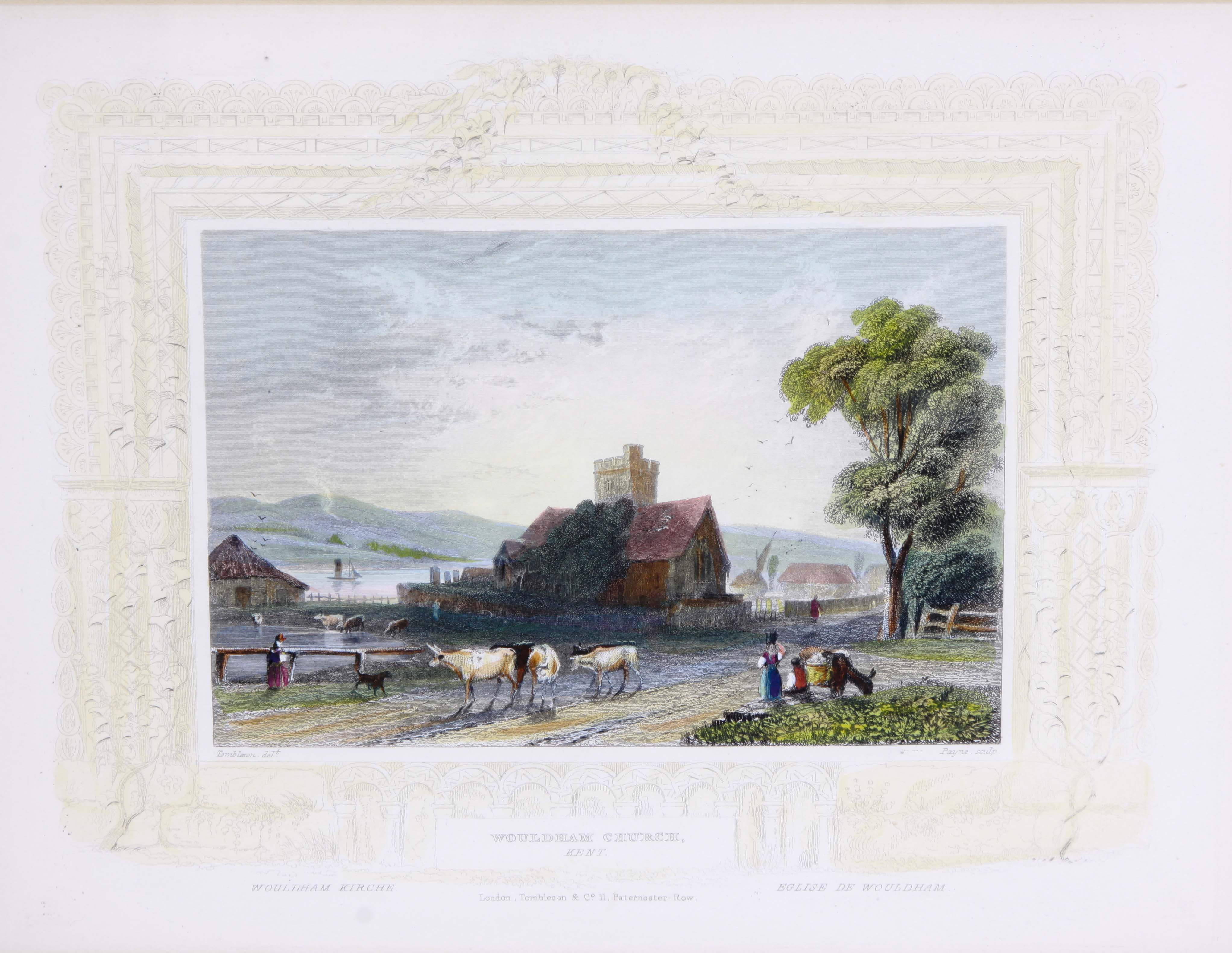 Four Antique Color Engravings of English Landscapes