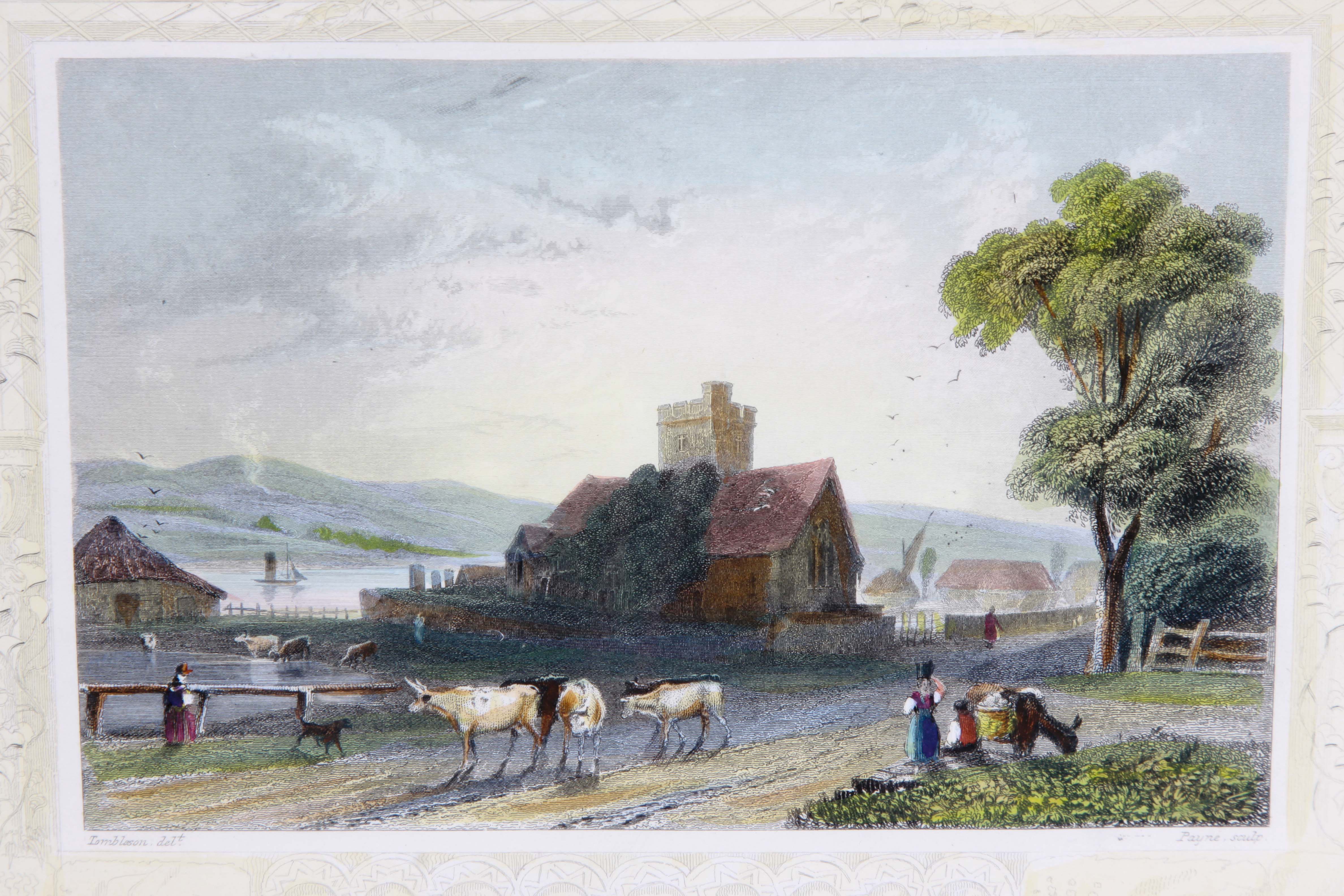 Four Antique Color Engravings of English Landscapes