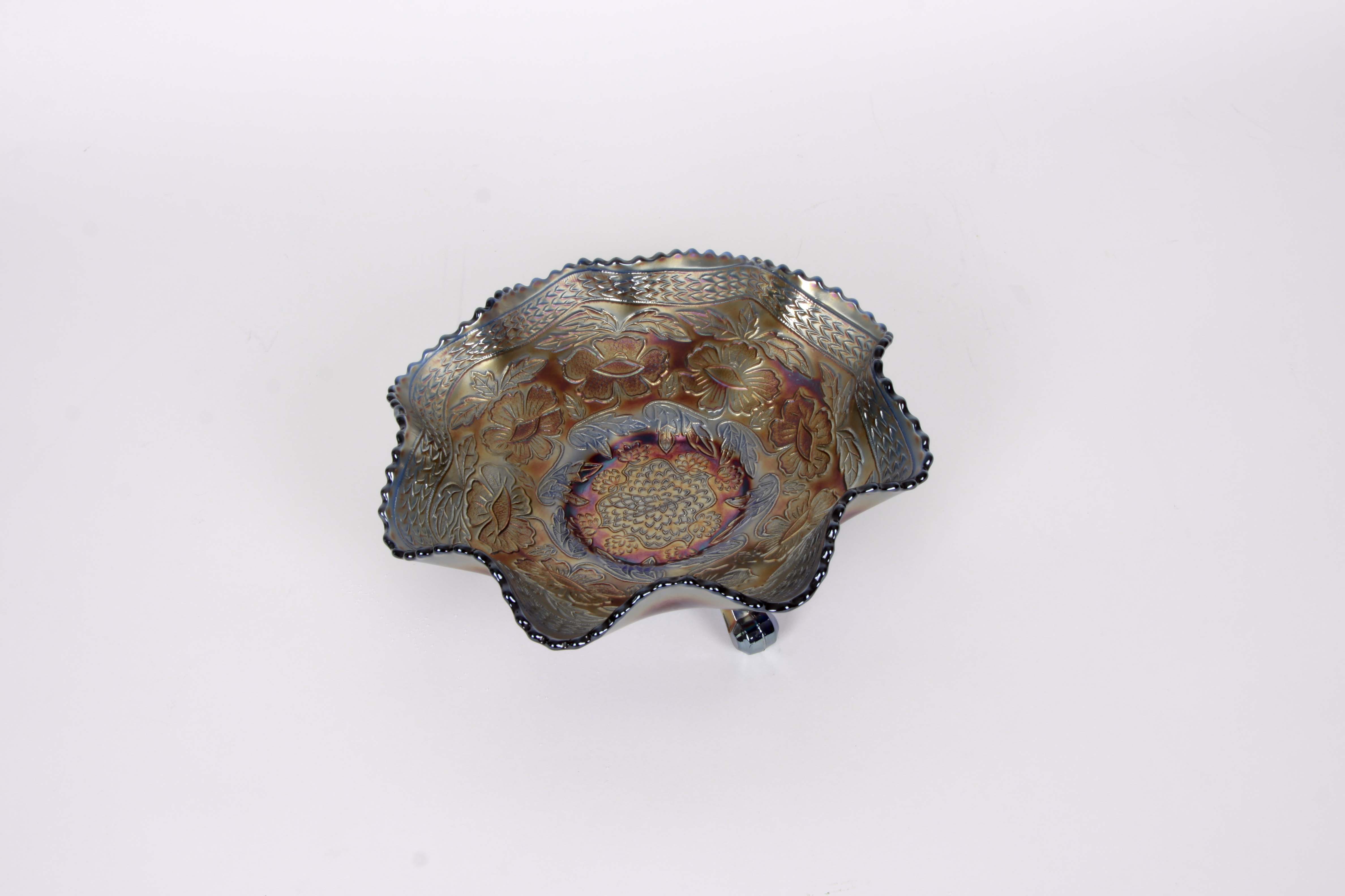 Carnival Glass Footed Fruit Bowl