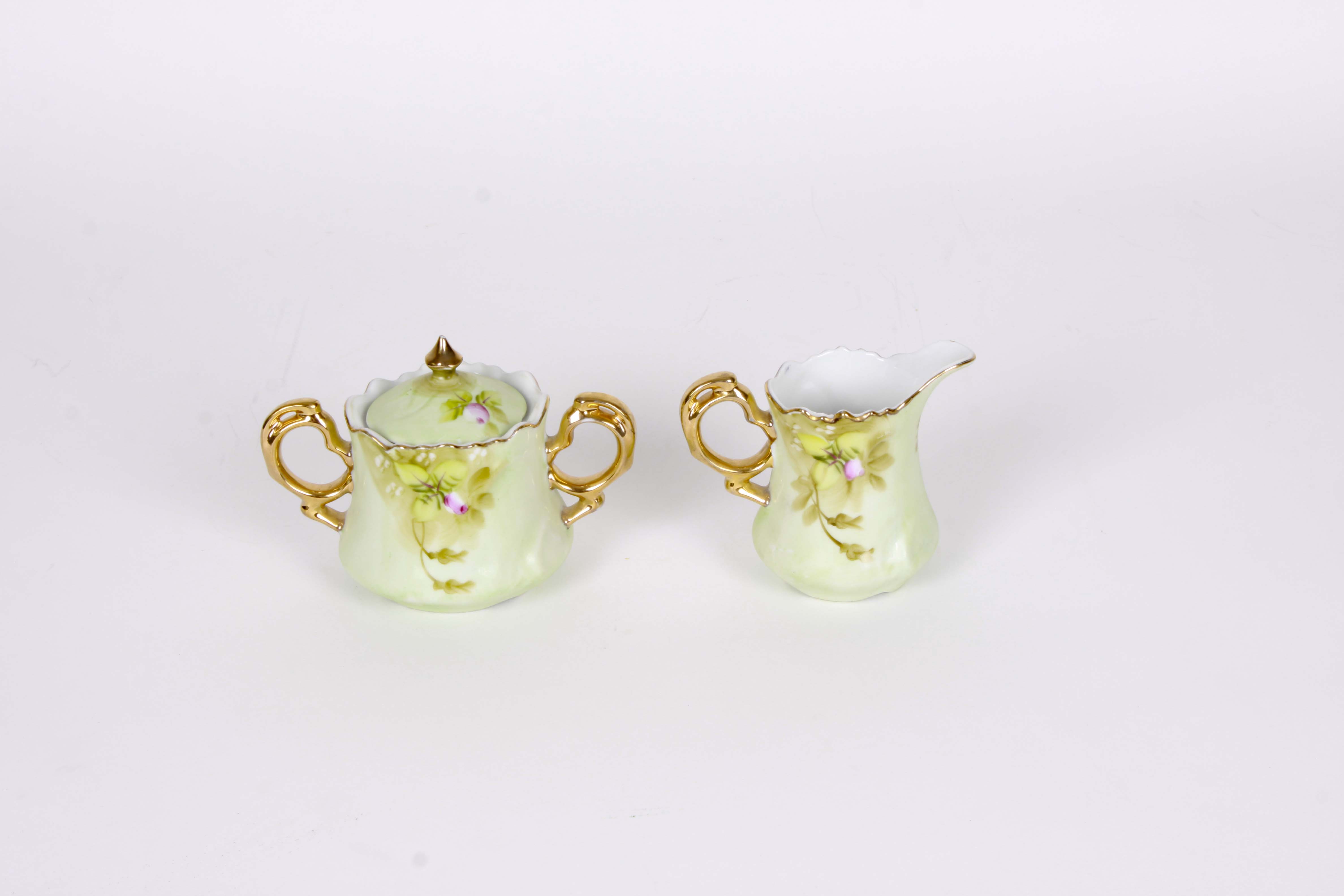Vintage Lefton "Heritage Green" Sugar and Creamer Set
