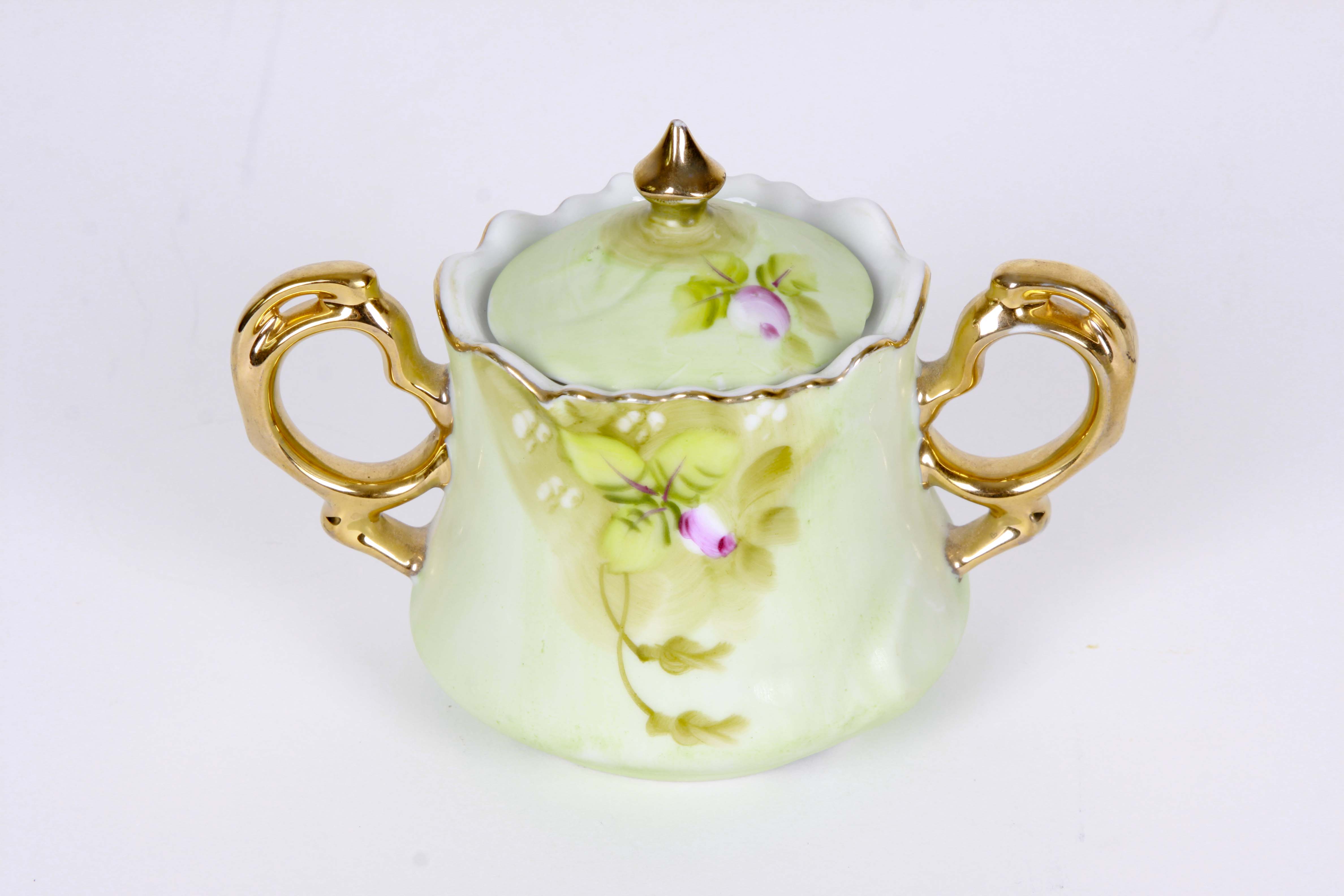 Vintage Lefton "Heritage Green" Sugar and Creamer Set