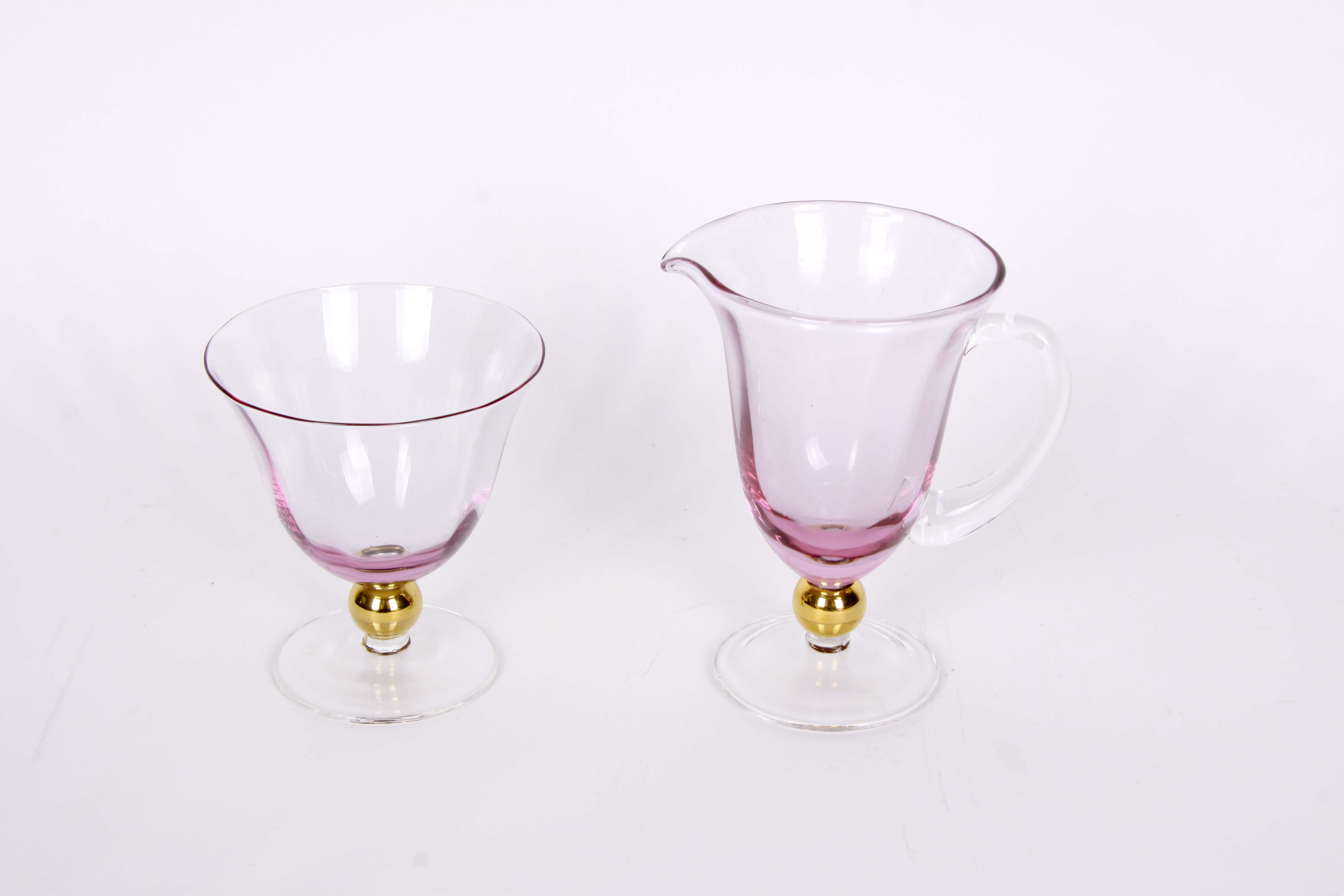 Assorted Clear and Pink Glassware Including Royal Doulton
